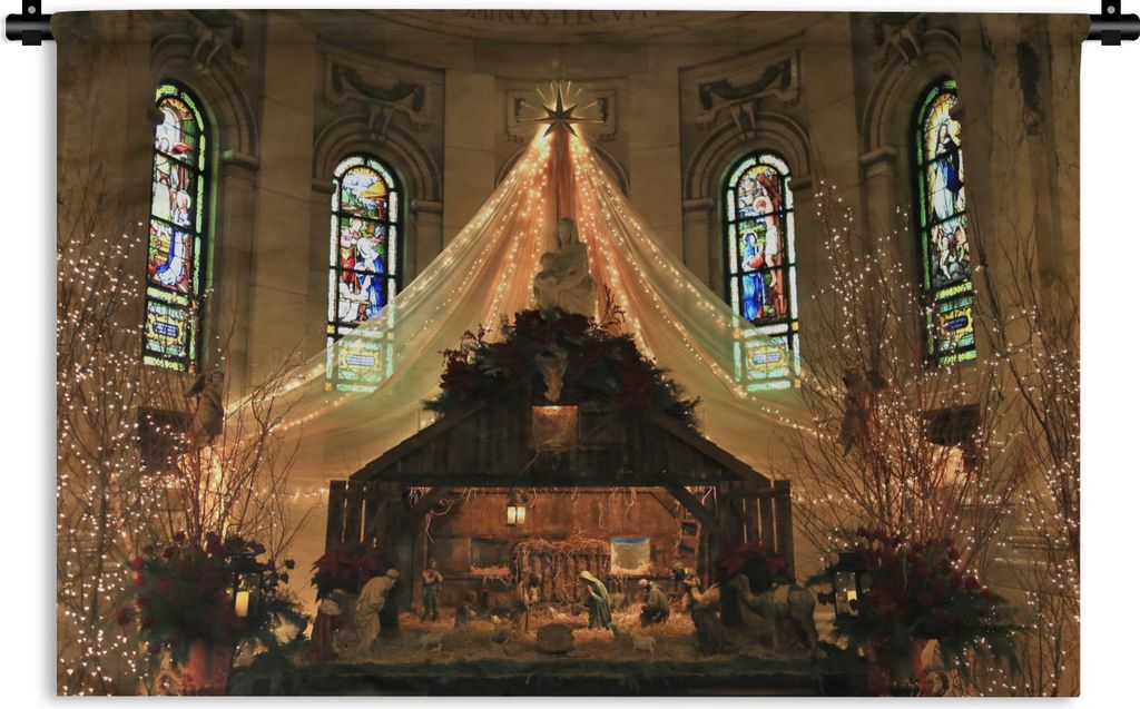 MuchoWow Wandteppich Wandbehang Weihnachten - Krippe 150x100 cm Tapisserie Dekoration Wandtuch - Waschbar - Tapisserien - Wand-Decke
