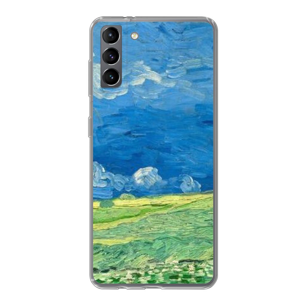 MuchoWow Handyhülle Schutzhülle Hülle für Samsung Galaxy S21 Plus Weizenfeld unter Gewitterwolken - Vincent van Gogh Silikon Softcase Handy H...