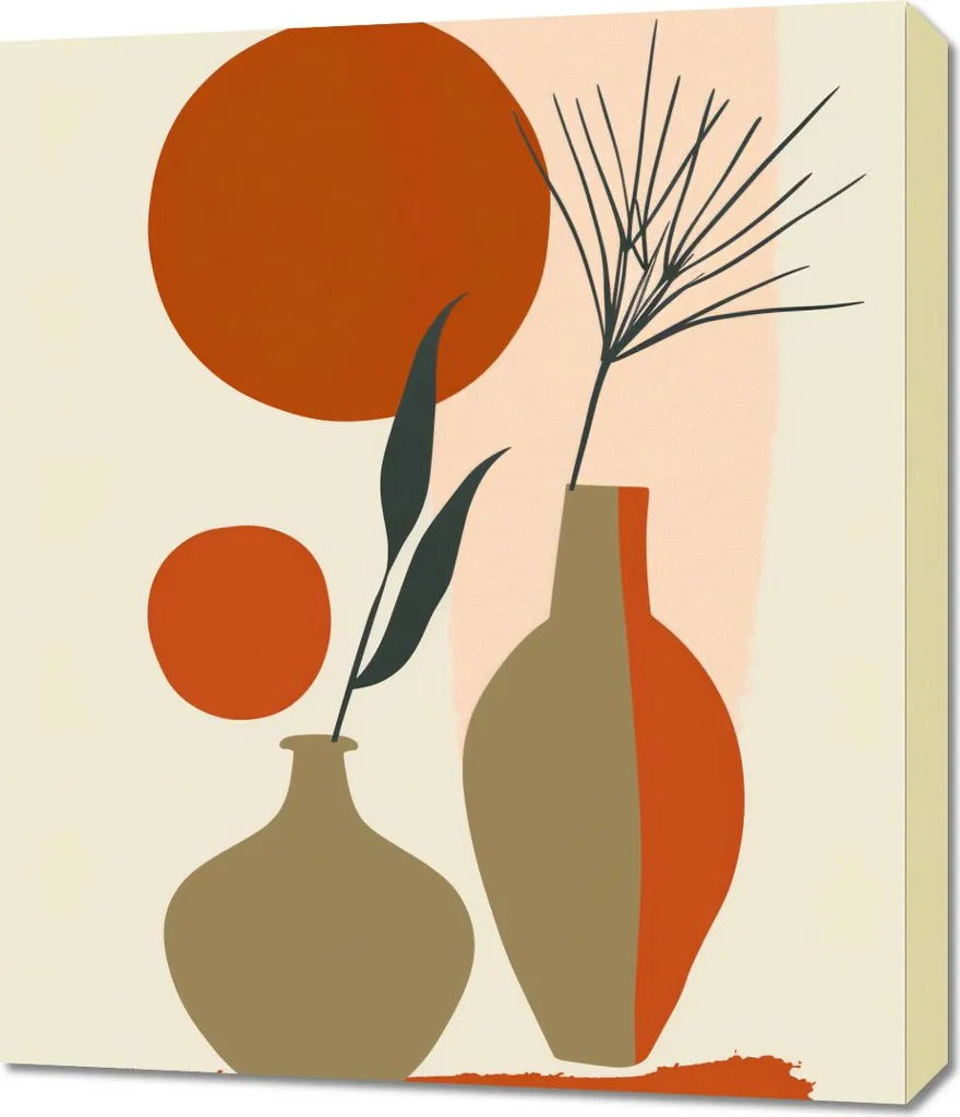 Tableau 60 x 70 cm Vases Rouges - Décoration Murale Élégante en Toile