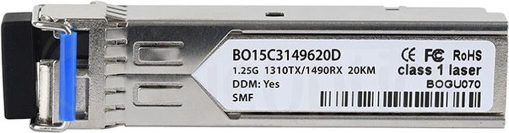 BlueOptics SFP-BIDI-1310-10-BO, Faseroptik, SFP, 20000 m, 1310 nm, 1490 nm, Aluminium