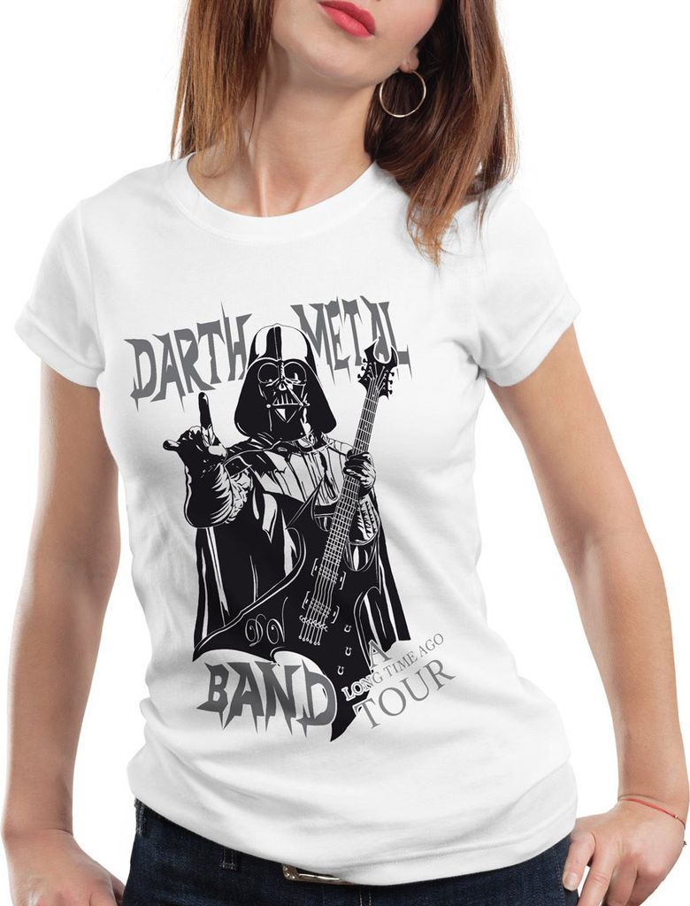 style3 Darth Metal Band T-Shirt Damen, Farbe:Weiß, Größe:L