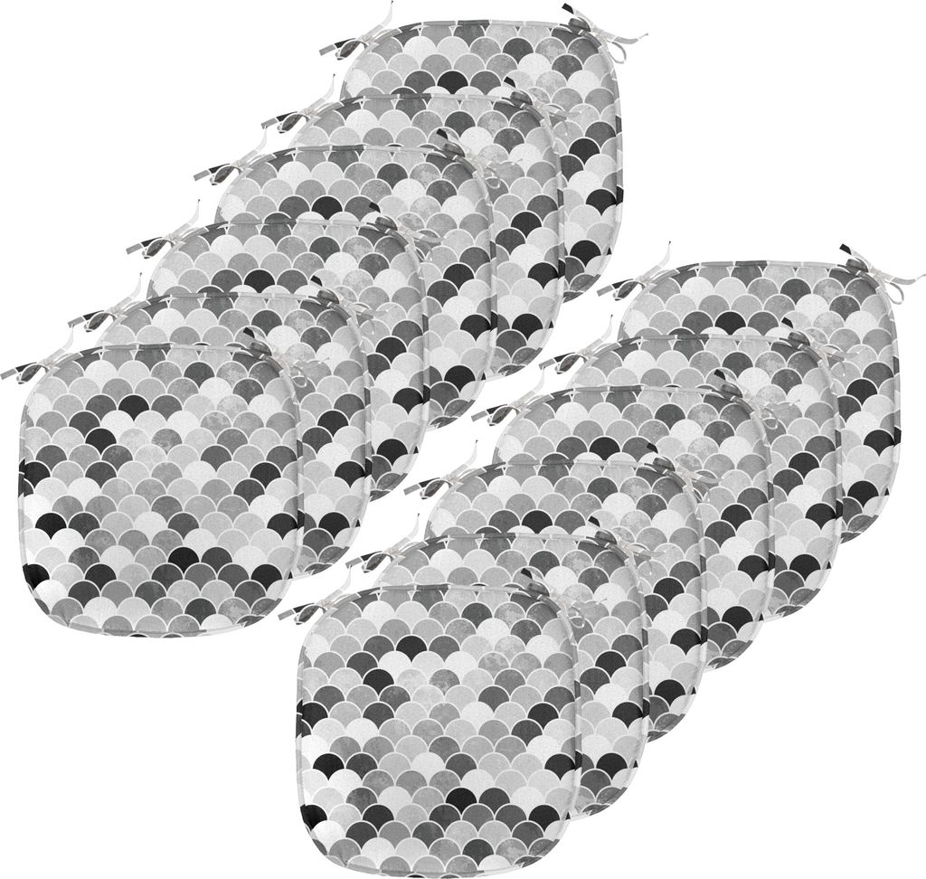 ABAKUHAUS Fisch Polster für Esszimmerstühle, Squama Motiv und Skalen, Dekoratives wasserfestes Kissen mit Riemen für Küchensitze, 40 cm x 40 cm...