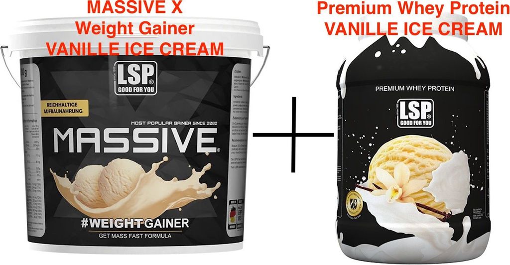 LSP MASSIVE X Weight Gainer + Premium Whey Protein Eiweiß, Pulver