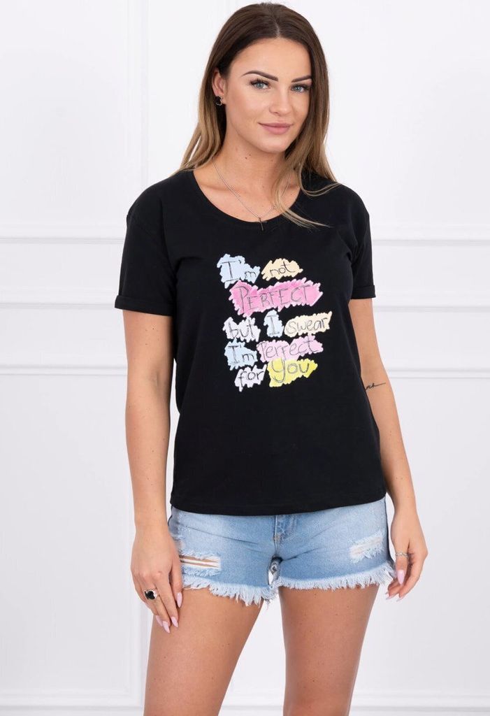 Kesi Damen-T-Shirt mit Aufdruck Flonloie schwarz Universal
