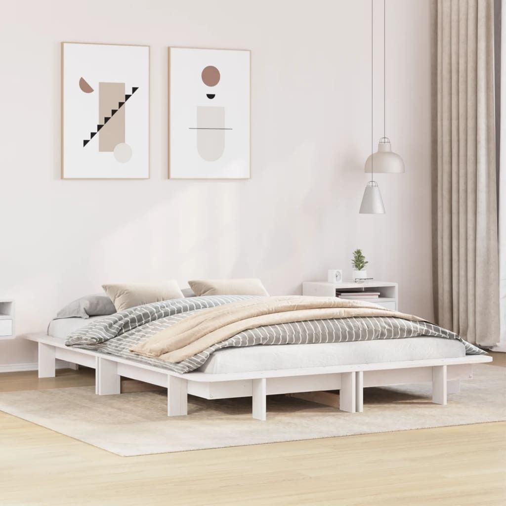 "2026 Promotion" Massivholzbett Schlafzimmer - ohne Matratze - Weiß - 140x200 cm - Kiefernholz - Polsterbett CC30770