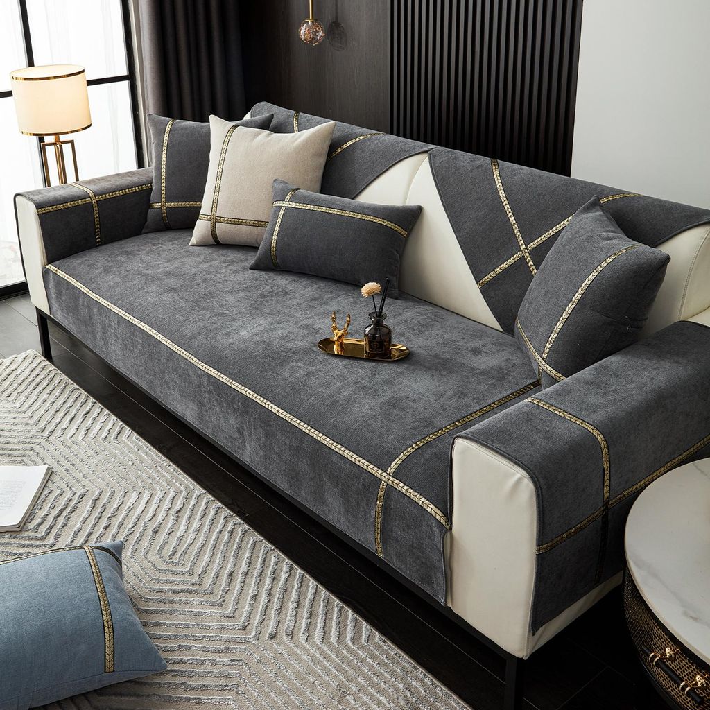 Heikoeco rutschfester Sofaschoner aus Chenille, Hund Katze Sofaschoner Anti Rutsch Vintage Couch Überzug ecksofa bezug für 1 2 3 4 Sitzer Sofa,G...