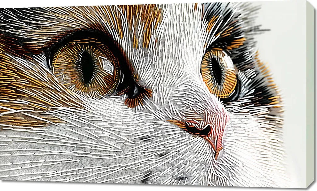Décoration Murale Originale Chat Brodé 100x60 - Fini les Murs Vides