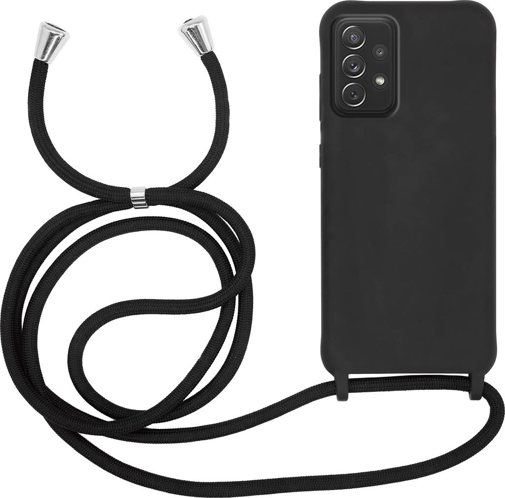 Handykette für Samsung Galaxy A72 - Handyhülle mit Schnur Cover in Schwarz