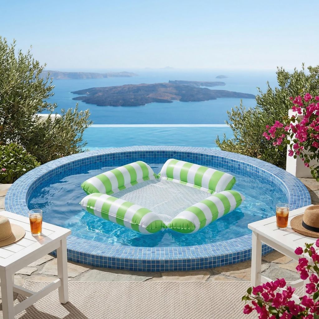 Luftmatratze Aufblasbar für Pool Loungesessel Liege Sessel Schwimmbad Liegestuhl Strandsessel Poolzubehör Poolliege 105x105cm Grün Weiß