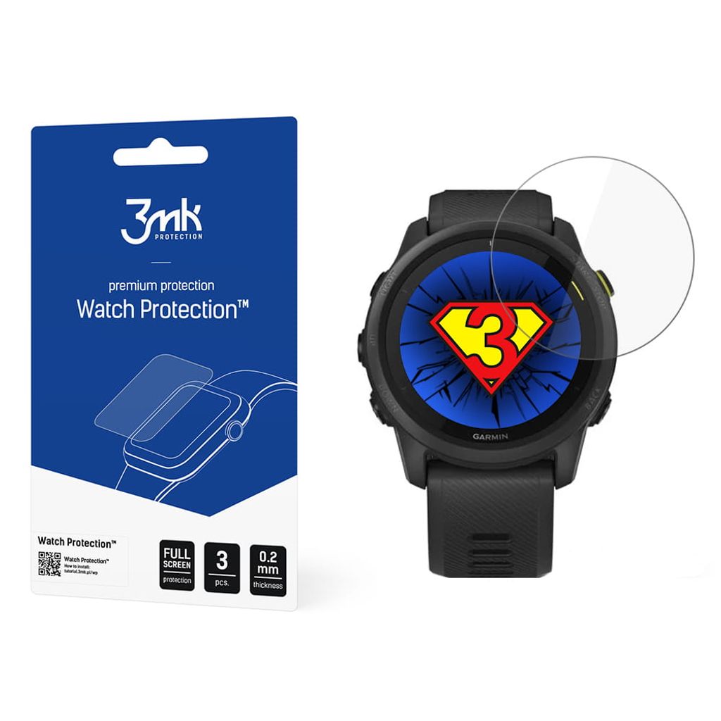 3mk Display Hybridglas Watch Protection für Garmin Forerunner 745 0,2mm (3 Stück)