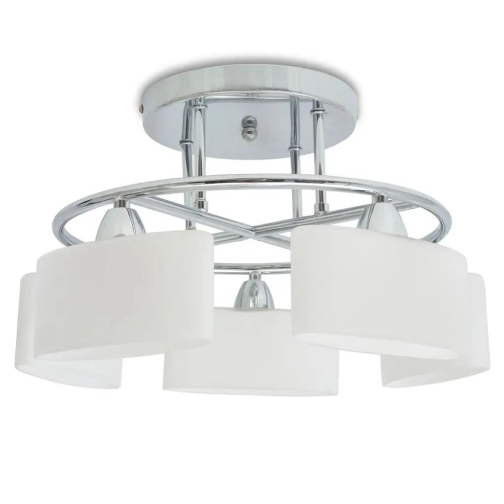 Plafonnier 5 lampes 200W avec diffuseurs en verre ellipsoïdal E14