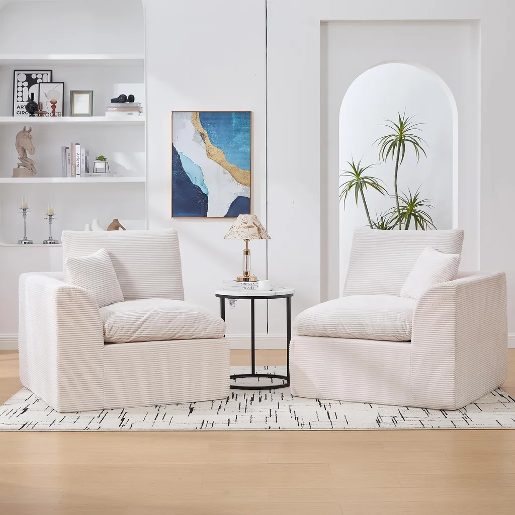 Fauteuil de Lecture Beige MODFU - Petit Canapé 1 Place pour Coin Cosy