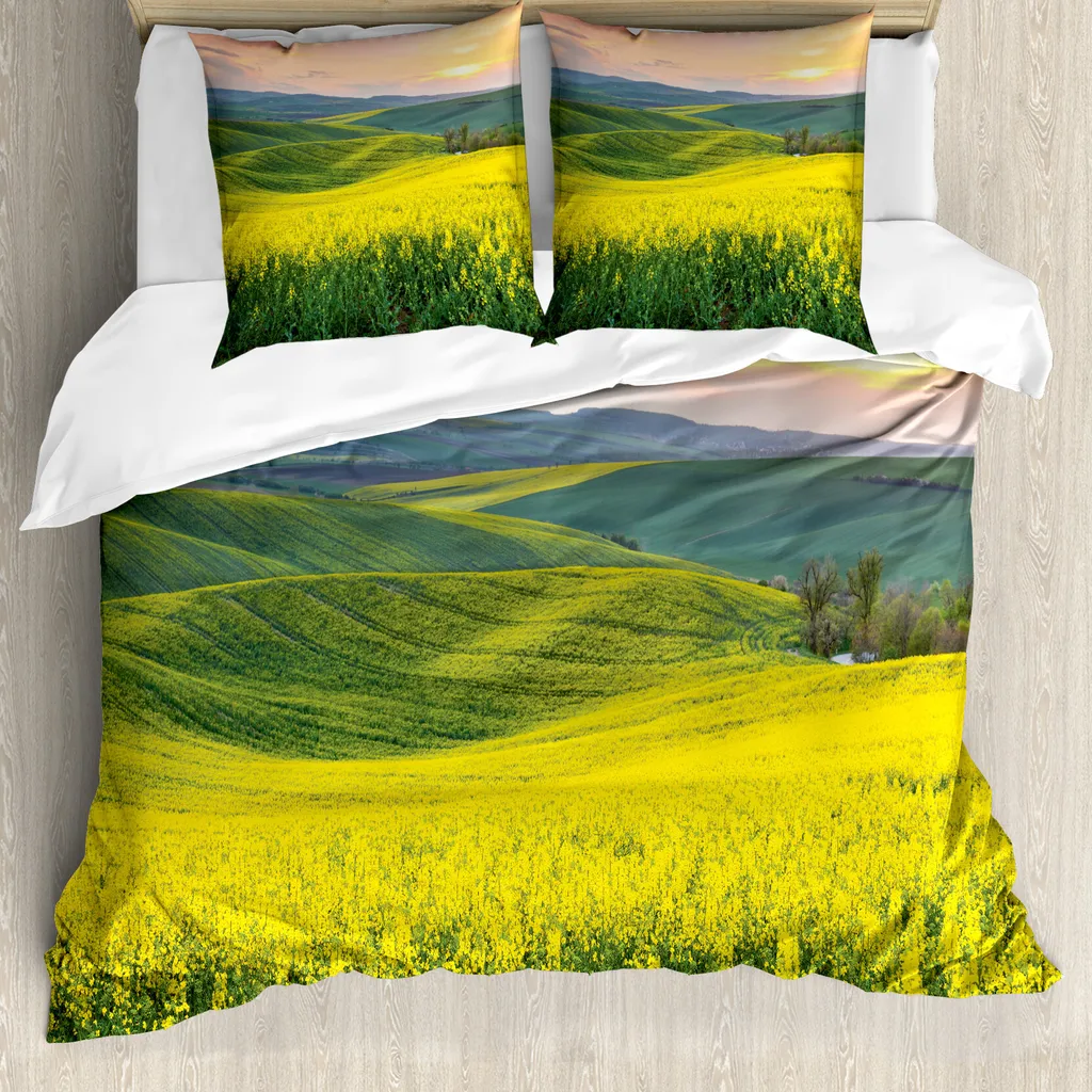 Set Copripiumino ABAKUHAUS Ipoallergenico Giallo-Verde 155x220cm