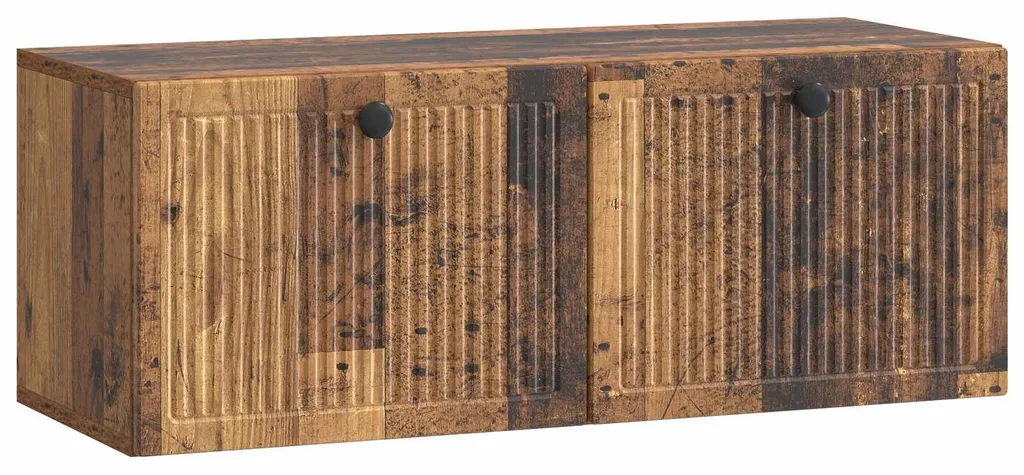 Meuble TV mural Bois Vieilli 78,5 cm - Rangement Multimédia avec Étagères