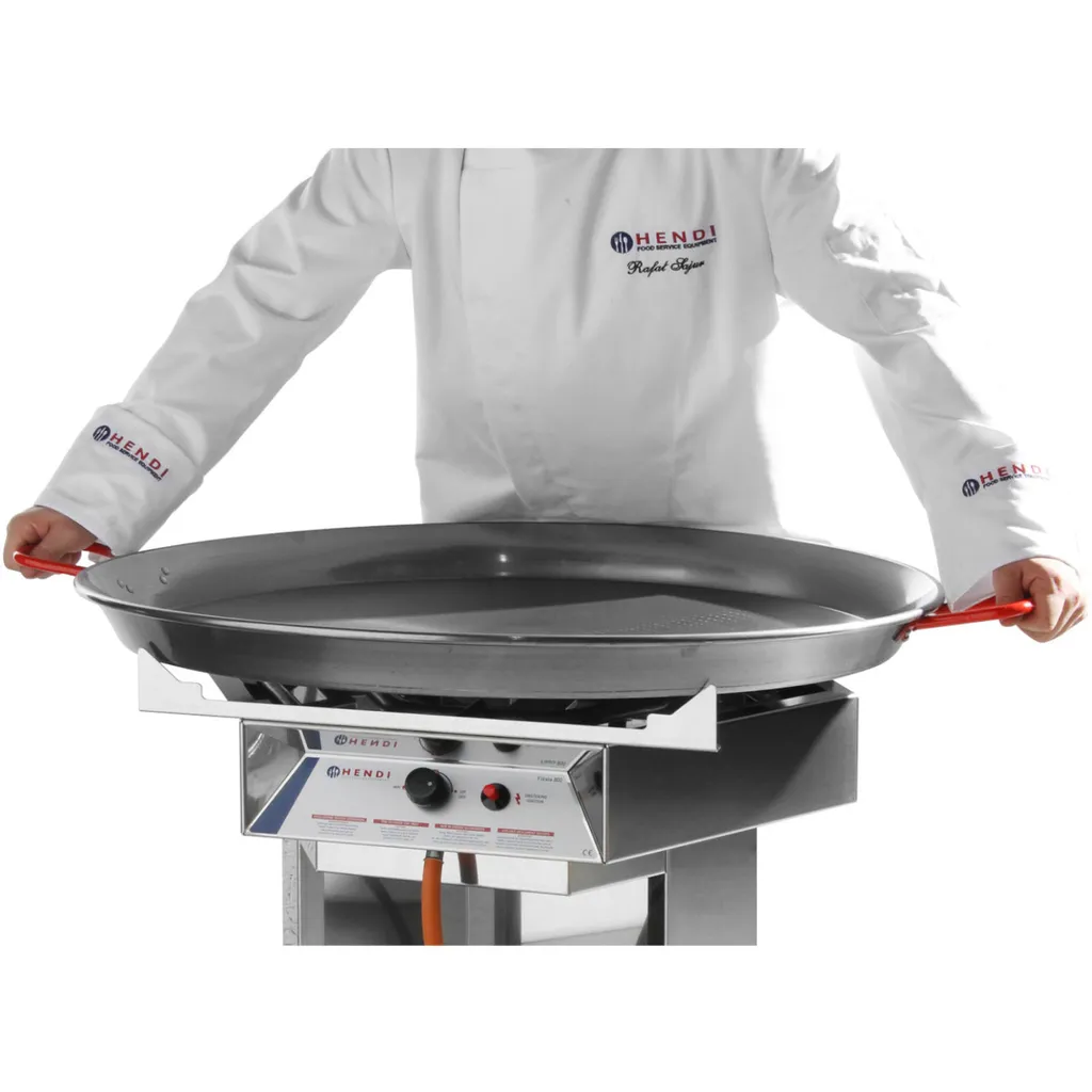 Poêle à paella HENDI 146804 en acier poli ⌀800mm - Idéal pour grils à gaz