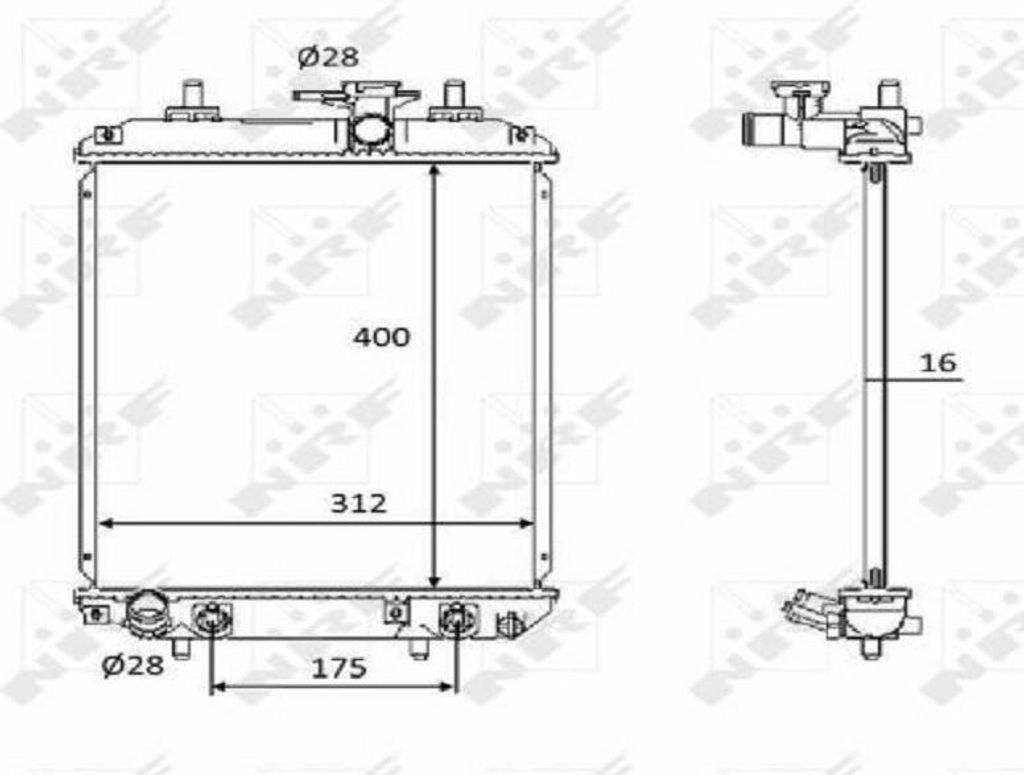 Kühler Motorkühlung Kühlrippen gelötet 400 - 312 mm Alu NRF für DAIHATSU SIRION