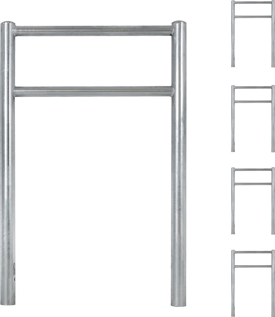 5x Fahrradanlehnbügel mit Knieholm 115x75 cm Stahl feuerverzinkt Ø 60 mm zum Einbetonieren grau Typ H