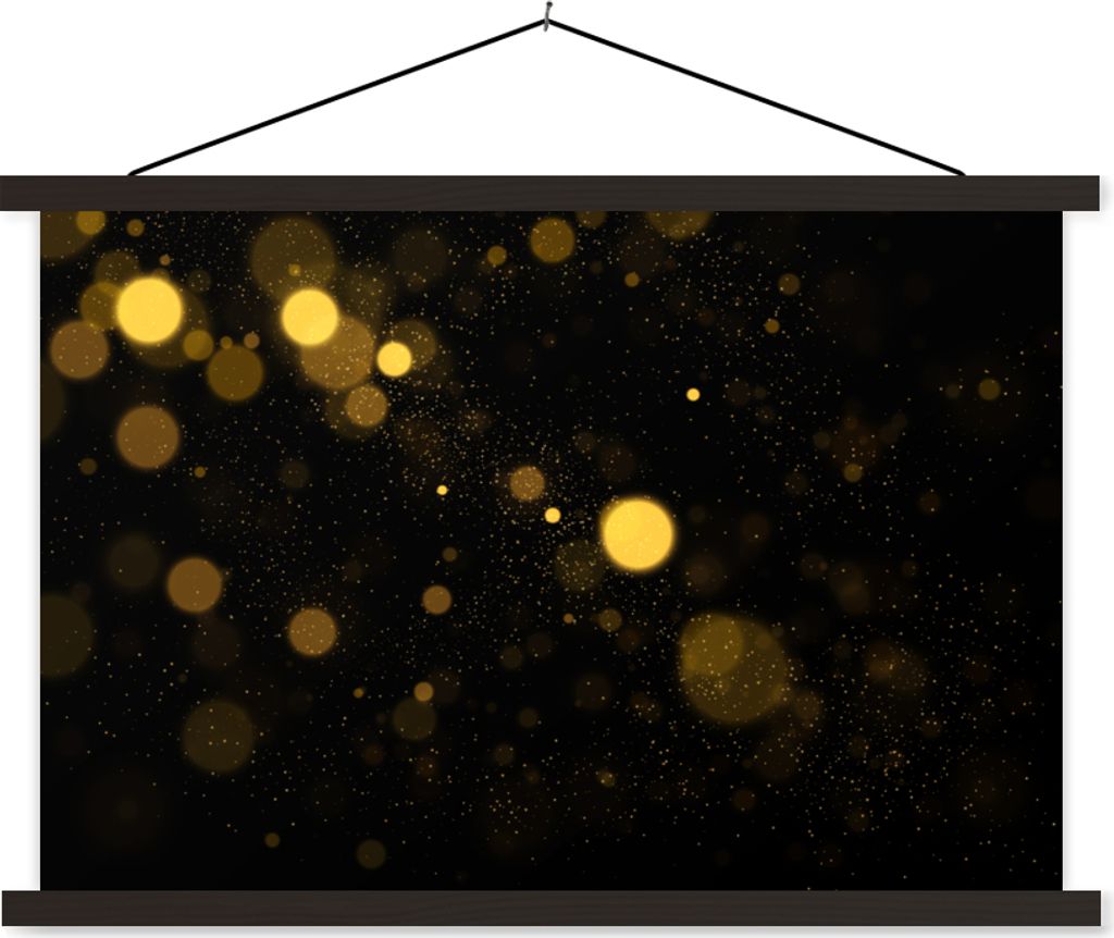 MuchoWow Textilposter Gold - Abstrakt - Luxus - Schwarz 150x100 cm mit schwarzem Rahmen - Schlafzimmer
