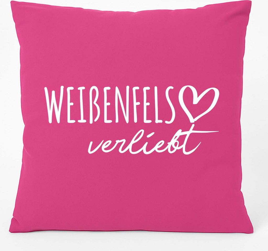 Huuraa Kissen Weißenfels verliebt 40x40cm mit Füllung Fuchsia Baumwolle Dekokissen Geschenkidee