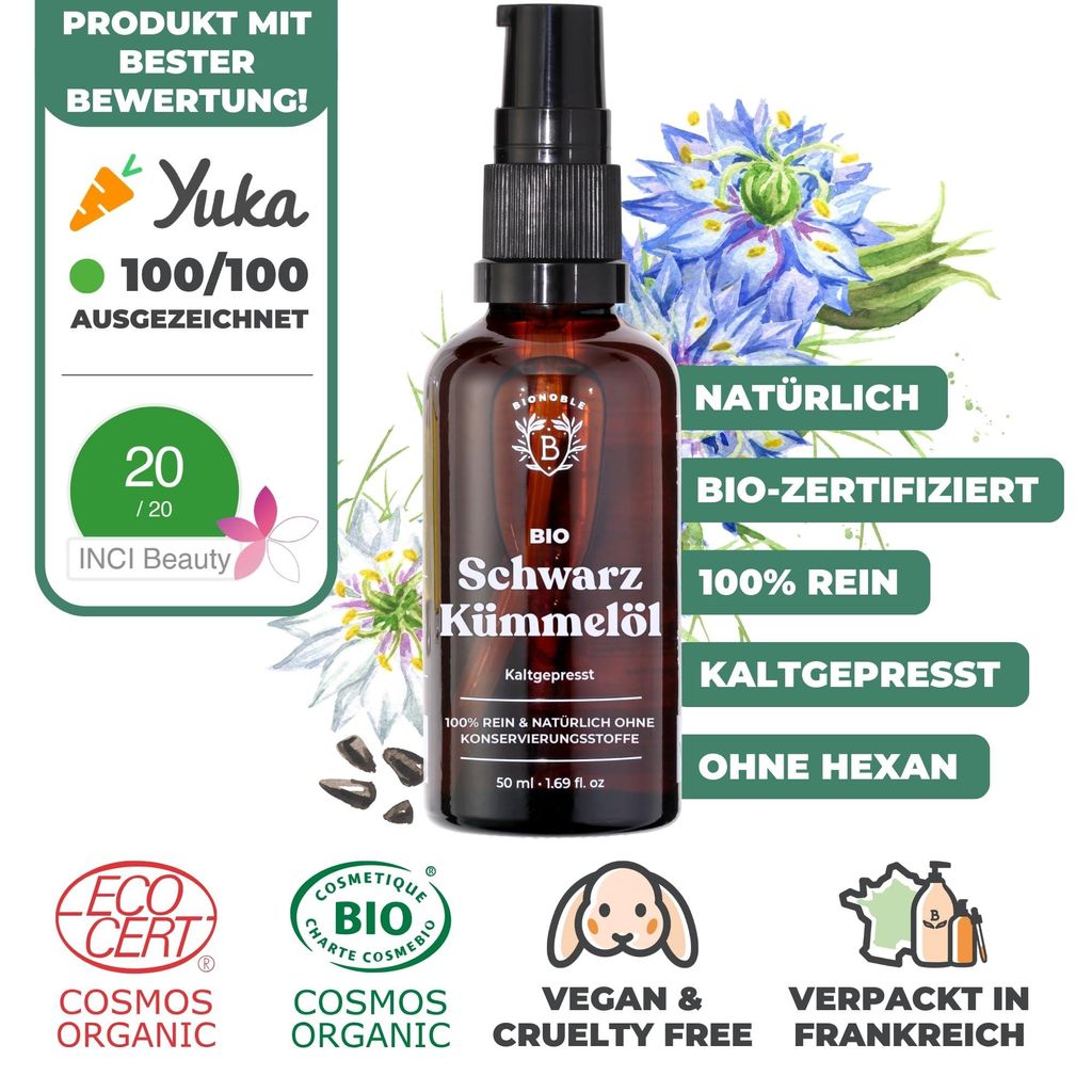 BIONOBLE Zwarte komijnolie, biologisch, 100% natuurlijk, 50 Productafbeelding 