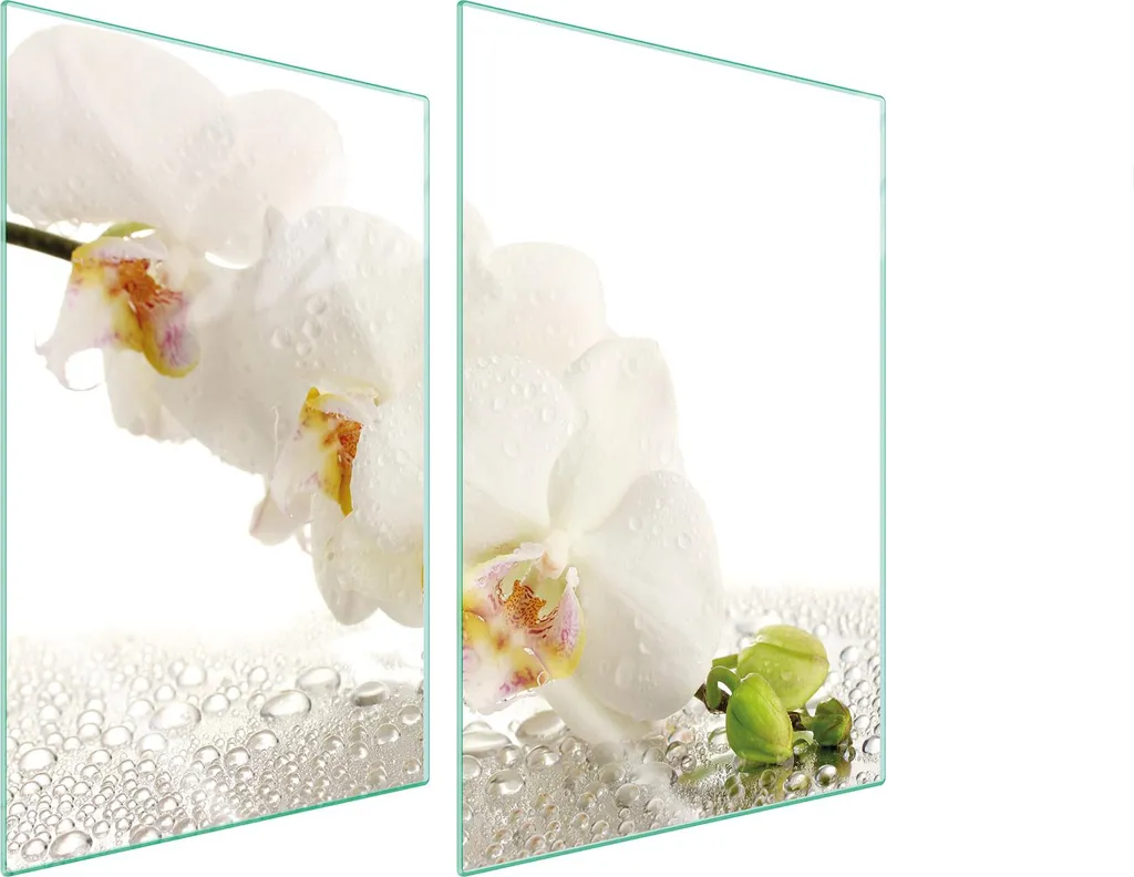 Set 2 Protezioni Piano Cottura 35x52 cm Orchid White in Vetro