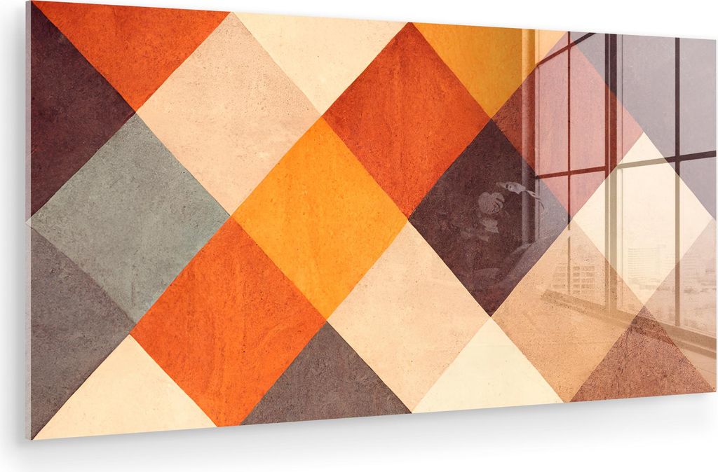 MuchoWow Glasbilder - Bilder auf Wandbild - Foto auf Glas Kunst - Muster - Farben - Schachteln 120x60 cm Wanddekoration aus Glas - Acrylglasbild - ...