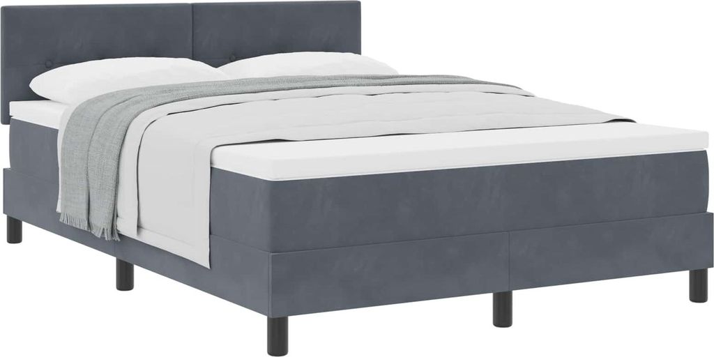 Boxspringbett mit Matratze Dunkelgrau 140 x 190 cm Samt
