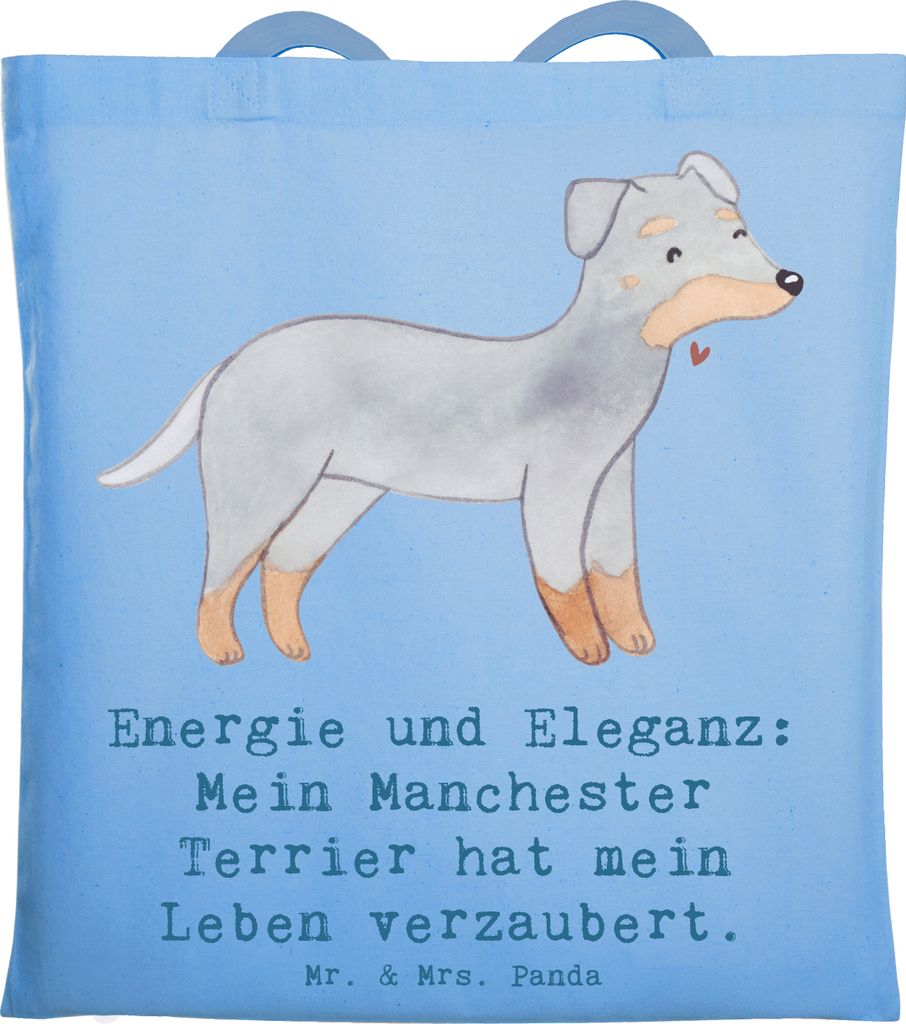 Mr. & Mrs. Panda Shopping Tasche Manchester Terrier Magie - Sky Blue - Geschenk, Hunderasse, Hunderassen, Beutel, Eigenschaften, inspirierend, eleg...