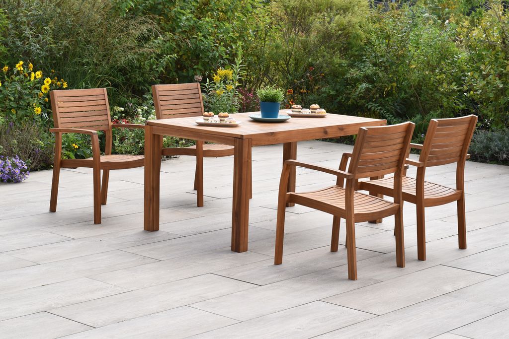 Merxx Gartenmöbel Set Batavia 5tlg., 4 Stapelsessel, Produktbild 
