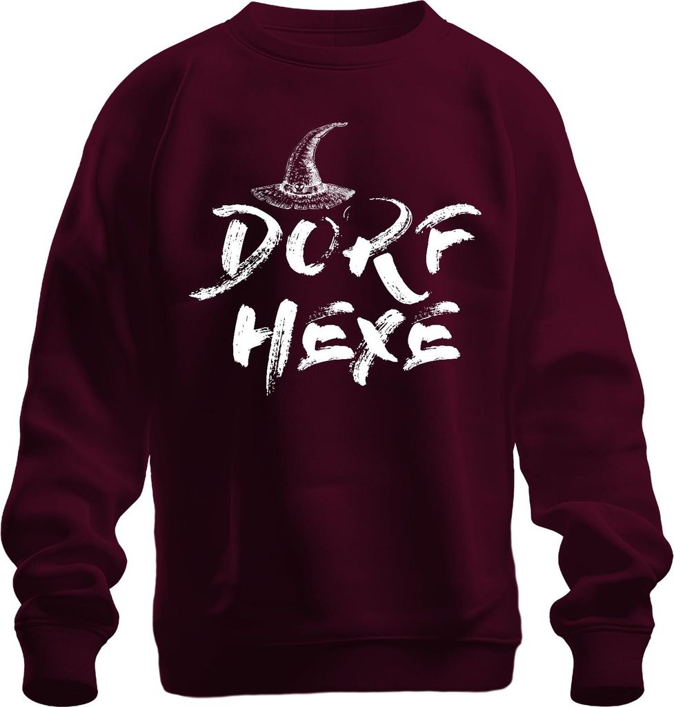 Dorf Hexe Hexenhut Halloween Bauernhof Landleben Geschenk Vintage Uni Sweatshirt Pullover, Burgundy, XXL