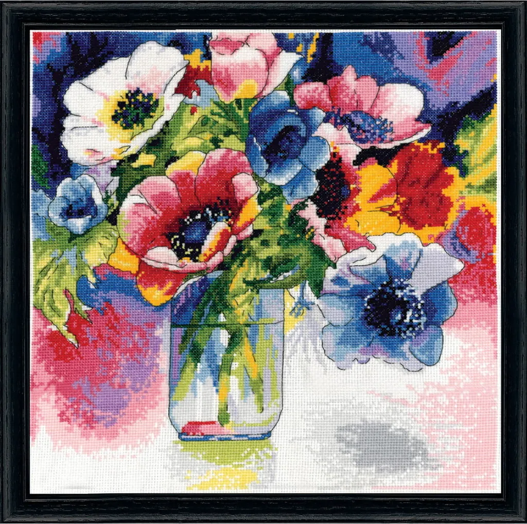 Réussir sa broderie fleurs aquarelle avec ce kit point de croix complet
