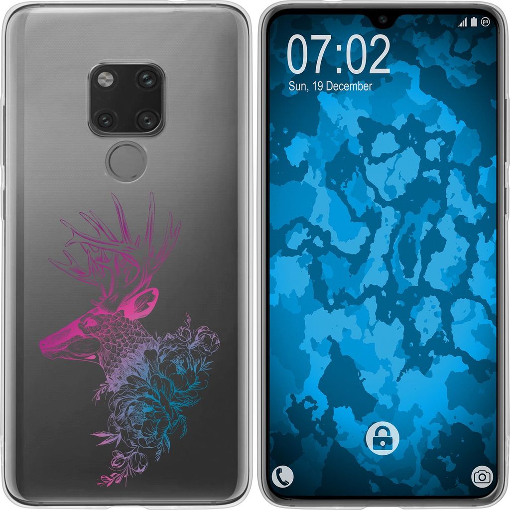 PhoneNatic Case kompatibel mit Huawei Mate 20 Silikon-Hülle Floral Hirsch M7-6