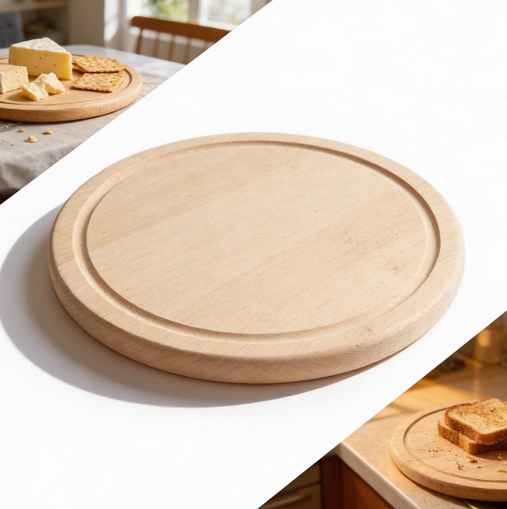 Kulaté dřevěné prkénko z bukového dřeva 25 cm s drážkou na Obrázek produktu 