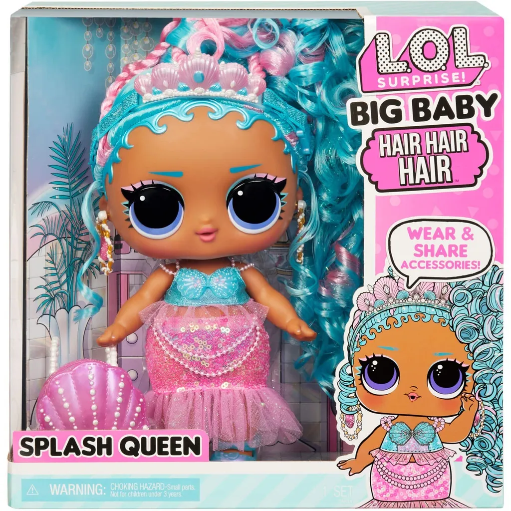 Poupée mannequin LOL Surprise Big Baby Splash Queen avec vrais cheveux