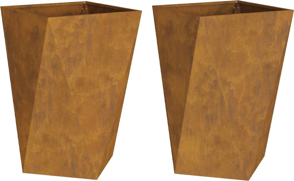Pflanzkübel 2 pcs Rostig 50 x 50 x 75 cm Wetterfeststahl