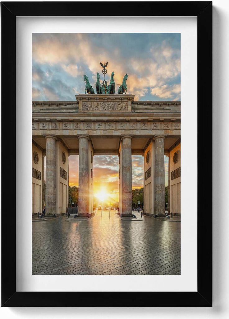 Brandenburger Tor in Berlin– Wandbild mit Rahmen – Gerahmtes Bild – Wanddekoration – 20x30 cm – Schwarz