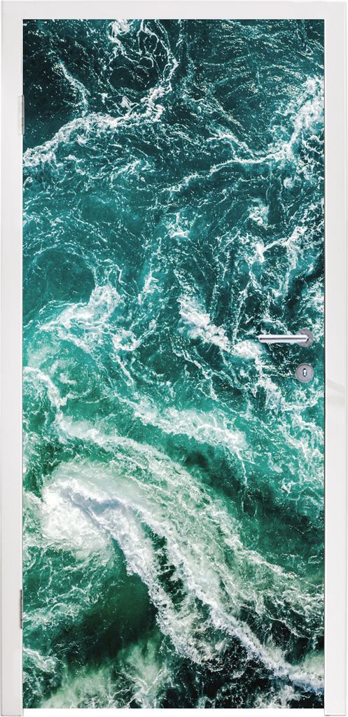 MuchoWow Türtapete Selbstklebende Türfolie Ozean - Wasser - Meer - Luxus - Grün - Türkis 80x205 cm Türposter Türaufkleber Klebefolie Türkl...