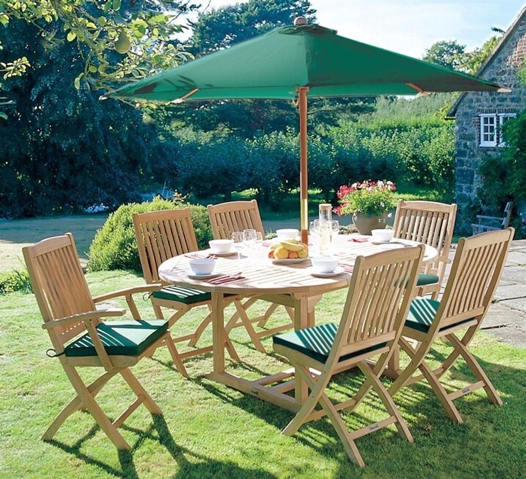 Teako Design Gartenmöbel Set Ancona 6 Stühle mit Tisch Teakholz