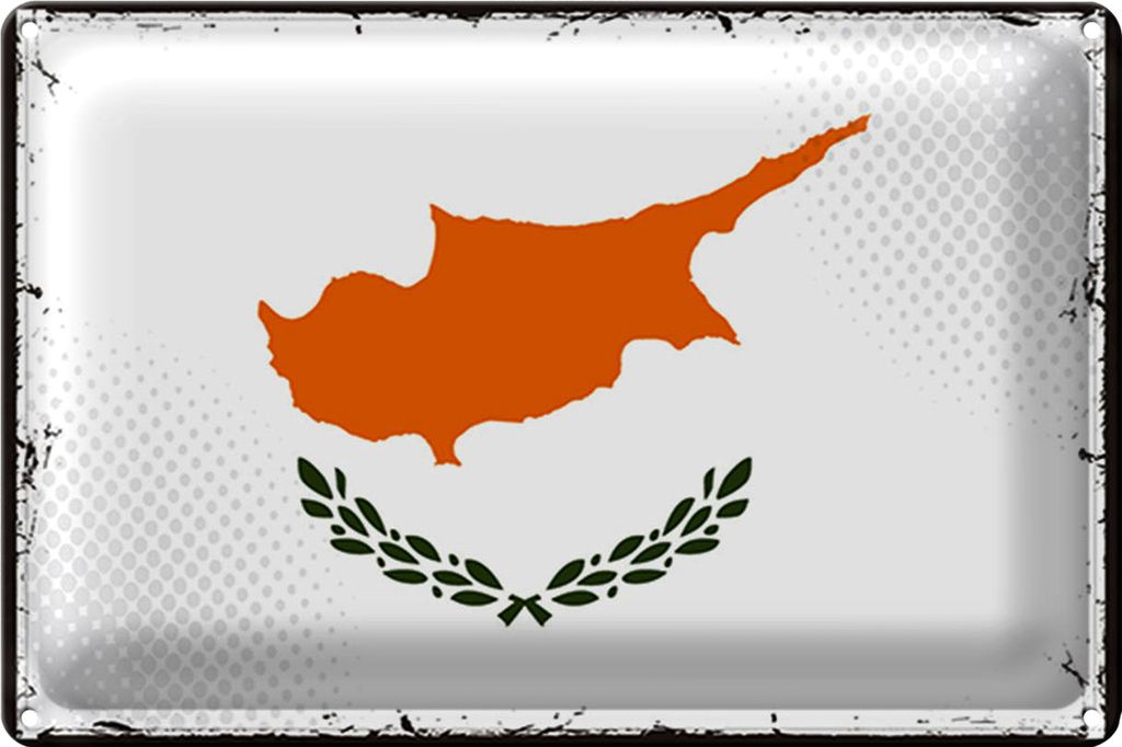 Blechschild Flagge Zypern 18x12cm Retro Flag of Cyprus