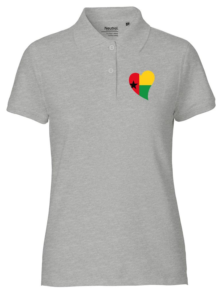 Huuraa Damen Polo Shirt Guinea-Bissau Flagge Herz XXL Sport Grey Bio Baumwolle Fairtrade Poloshirt Geschenkidee