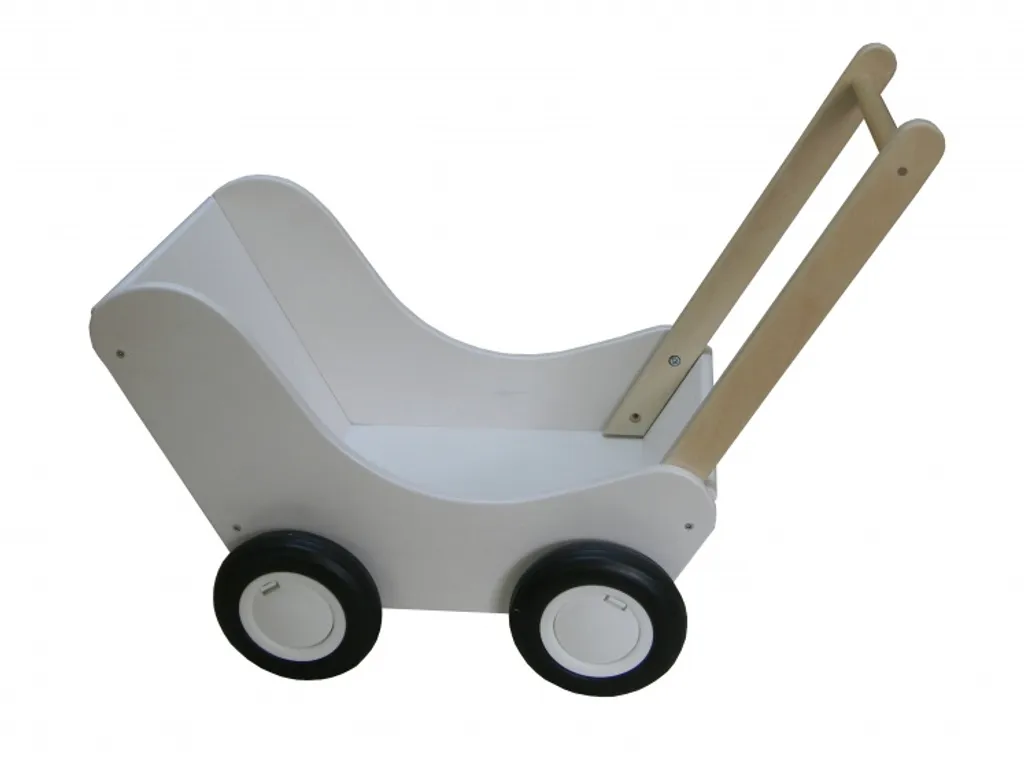 Poussette Poupée Bois Durable Van Dijk Blanc - Haute Résistance Chocs