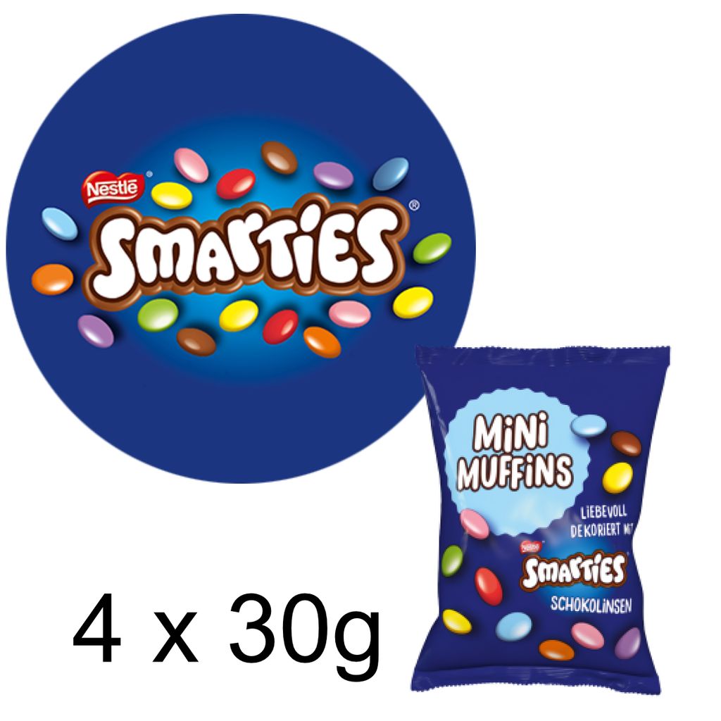 Smarties Mini Muffins aus Marmorteig mit Zartbitterschokolade 4 x 30g