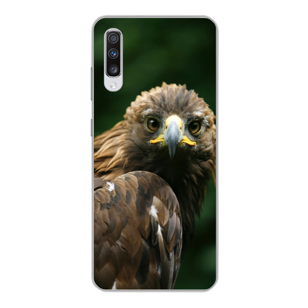 MuchoWow Handyhülle Schutzhülle Hülle für Samsung Galaxy A70 Adler - Braun - Raubvogel Silikon Softcase Handy Hülle - Schutzhaube