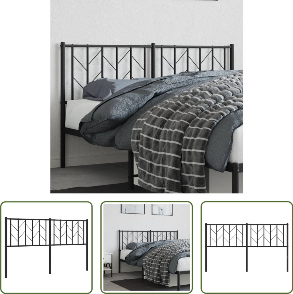 The Living Store Kopfteil Metall Schwarz 150 cm