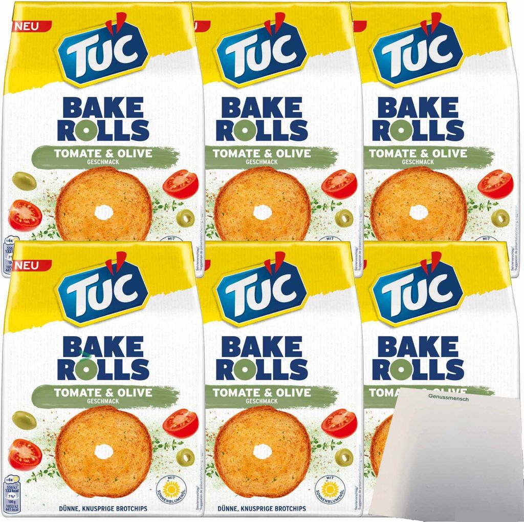 TUC Bake Rolls Brotchips Tomate Olive 6er Pack (6x150g Produktbild 