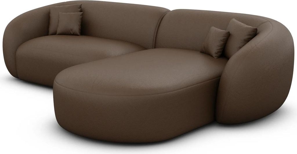 Echtleder L-Form Sofa Gaia Dunkelbraun Rechts