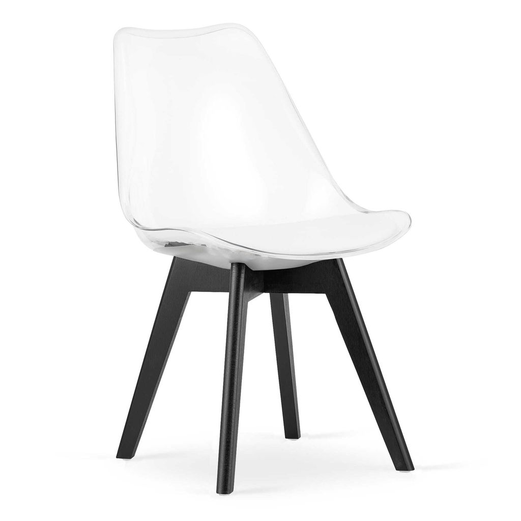 Home Collective Esszimmerstuhl 1 Stuhl Wohnzimmerstuhl 1x durchsichtig mit Kunststoffbeinen in schwarz, bequemer & stabiler Schalenstuhl