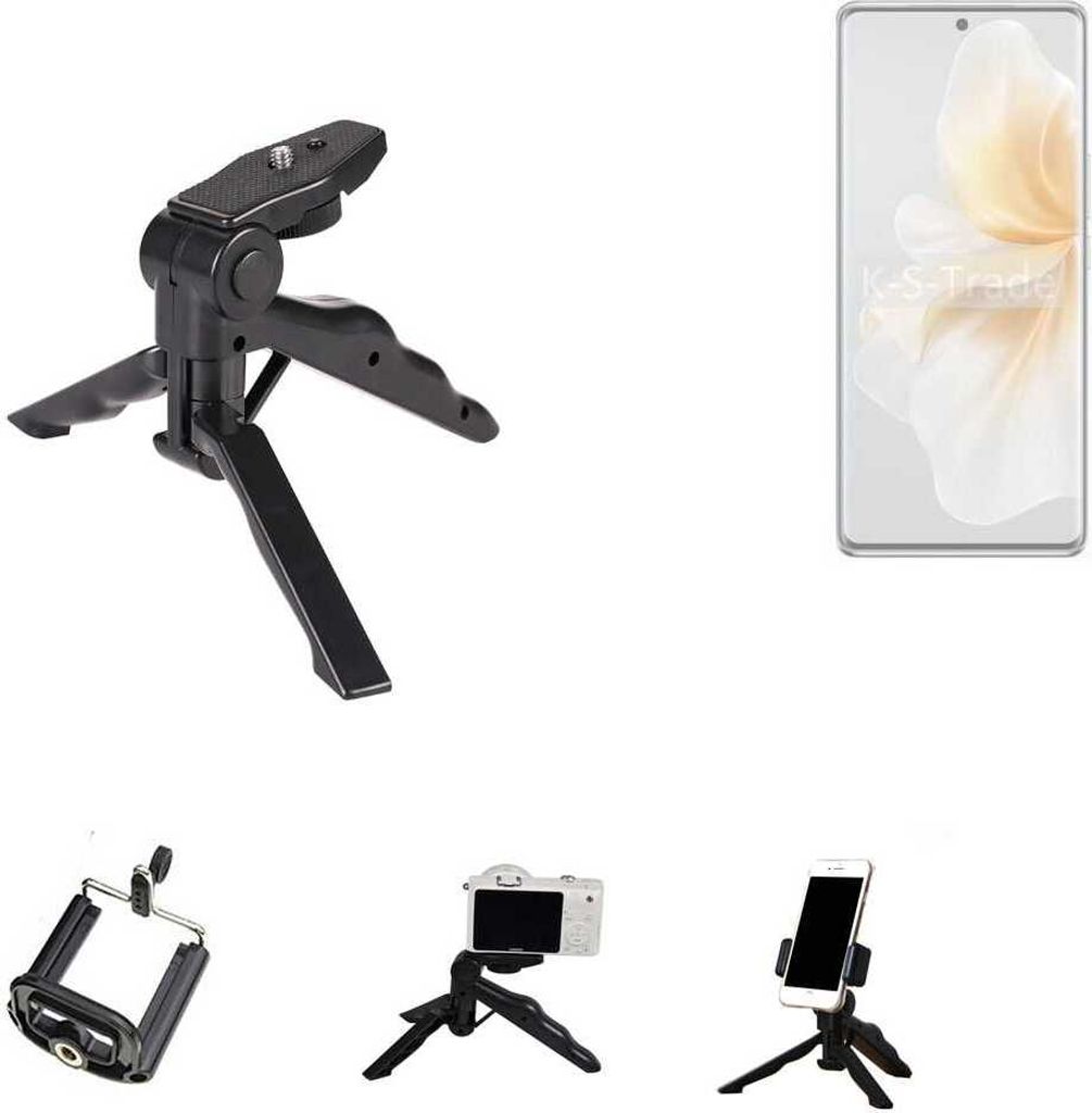 K-S-Trade Stativ Tisch-Ständer Dreibein Handy-Stativ Ständer kompatibel mit Vivo V40 Lite 4G Mini-Stativ Smartphone Tripod Handy-Stativ aus Plastik
