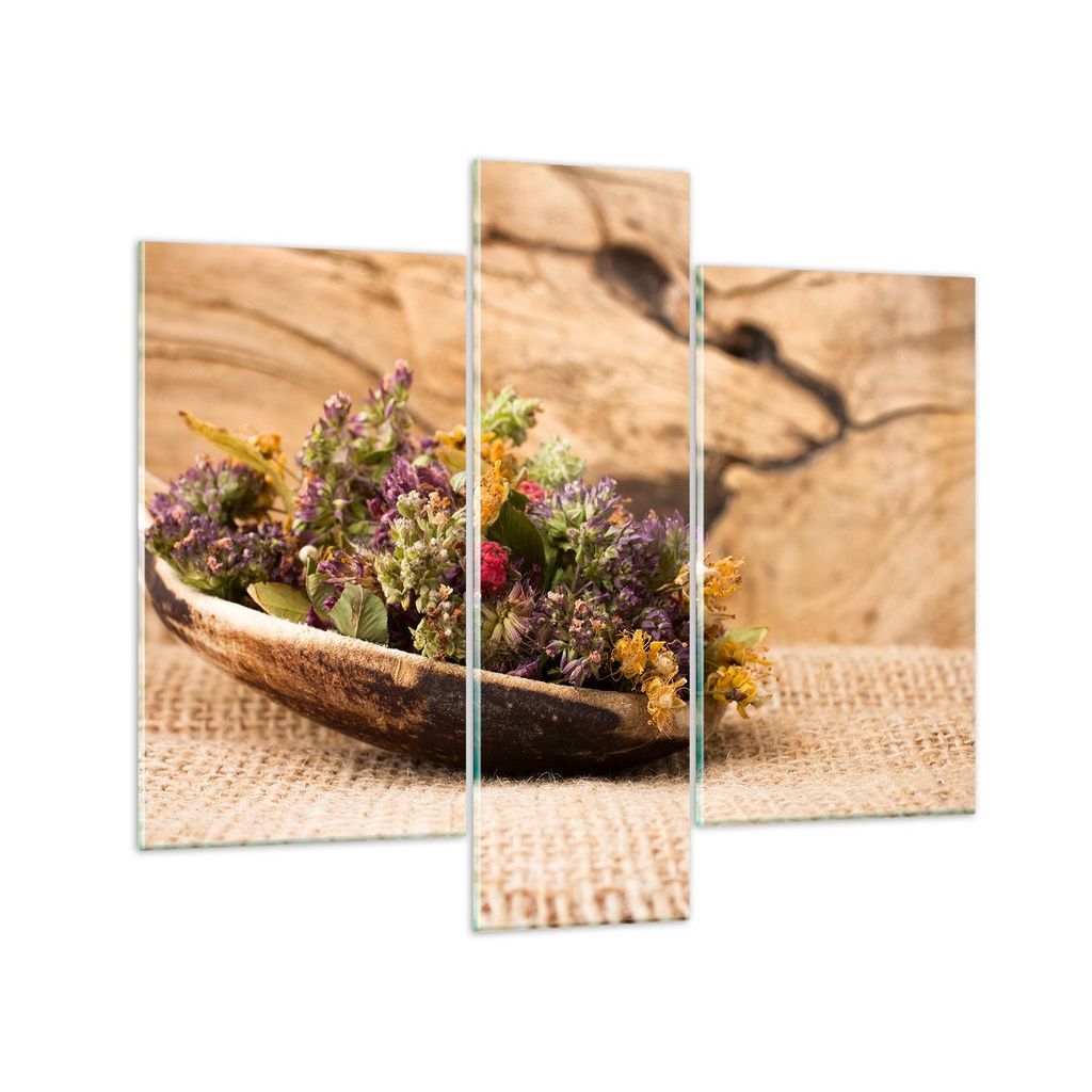 Bilder auf glas - Kraut Tee Bio getrocknete Kräuter - 95x80cm - Glasbilder - Wandbilder - Kunstdruck - zum Aufhängen bereit - Wanddekoration aus ...