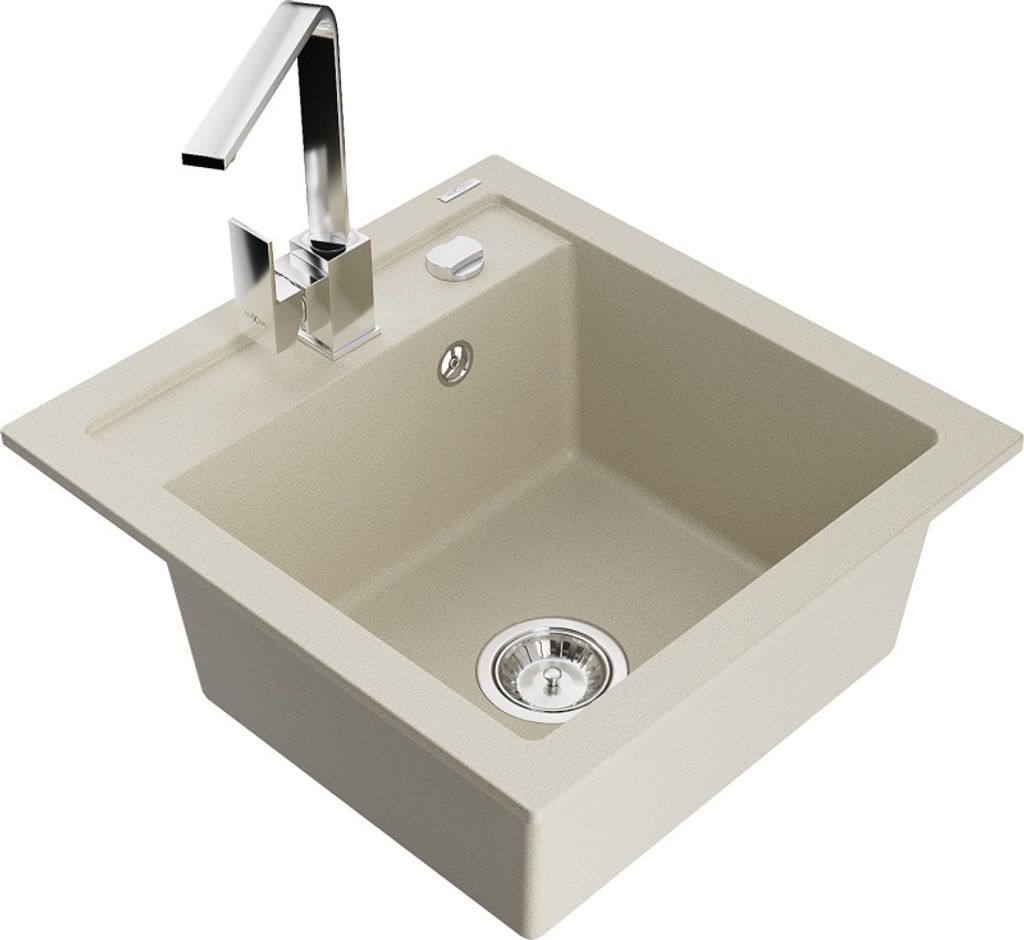 Mexen Vito 1-Becken-Granit-Spüle mit Mischbatterie Rita, Beige - 6503-69-670300-00
